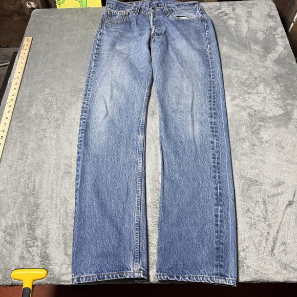 Vintage Levi's 501xx Jeans Tagged 34x36 ACT 31x32 Made In USA Light Blue Denim